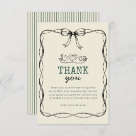 Vintage Swan & Green Stripes Thank You Card Dankeskarte