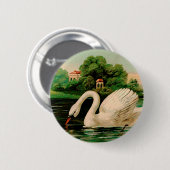 Vintage Swan im Lake Button (Vorne & Hinten)