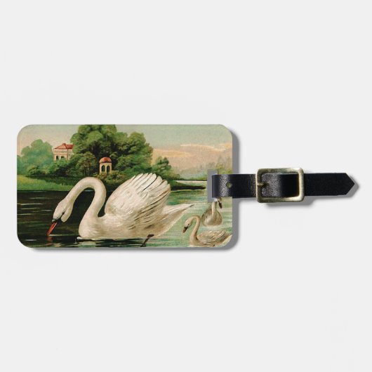 Vintage Swan im Lake Gepäckanhänger (Vorderseite horizontal)