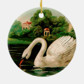 Vintage Swan im Lake Keramik Ornament (Hinten)
