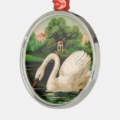 Vintage Swan im Lake Ornament Aus Metall (Links)