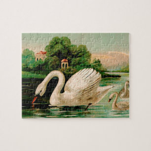 Vintage Swan im Lake Puzzle