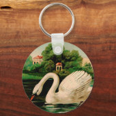 Vintage Swan im Lake Schlüsselanhänger (Vorderseite)