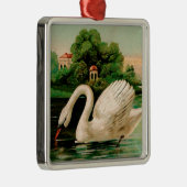 Vintage Swan im Lake Silbernes Ornament (Rechts)