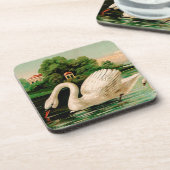 Vintage Swan im Lake Untersetzer (Linke Seite)