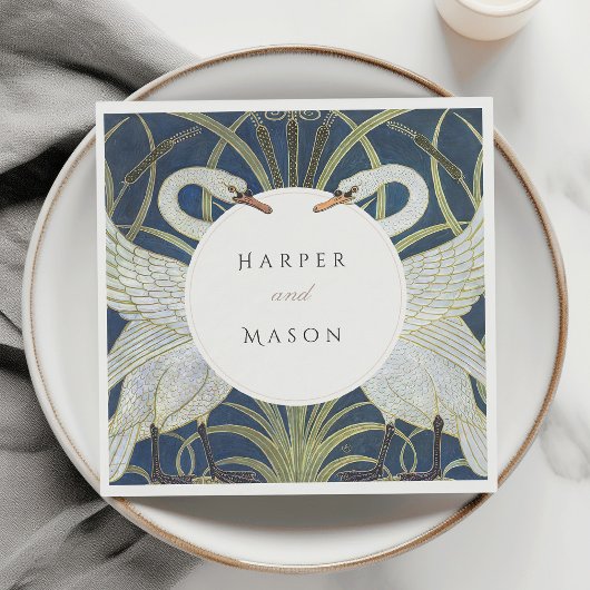 Vintage Swan-Liebe Hochzeit Serviette