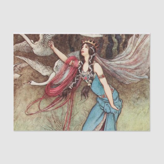 Vintage Swan Princess Hexe Entdeckungsreise zur Ku Seidenpapier (Vorderseite)