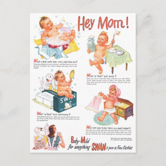 Vintage Swan-Seifenwerbung der 40er Jahre Postkarte (Vorderseite)