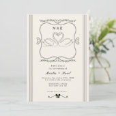 Vintage Swans All In One Monogram Wedding Einladung (Stehend Vorderseite)