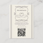 Vintage Swans QR Code Wedding Details  Begleitkarte (Vorderseite)
