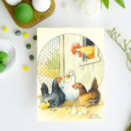 Vintage Swedish Easter Chicken Coop Jenny Nyström Feiertagspostkarte