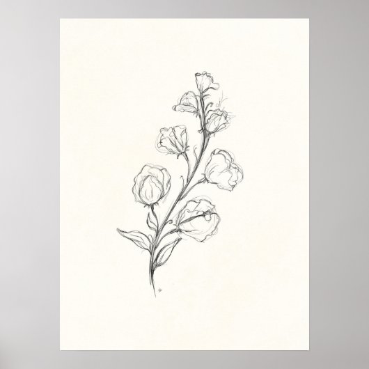 Vintage Sweetpea Print Poster (Vorne)