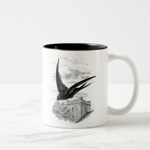 Vintage Swift Schwalbe Vogelillustration Vorlage Zweifarbige Tasse