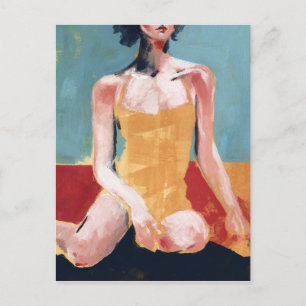 Vintage Swim - Gelber Badeanzug Postkarte