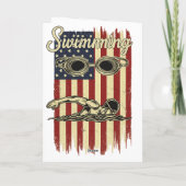 Vintage Swimming American Flag  Retro Swimmer Karte (Rückseite)