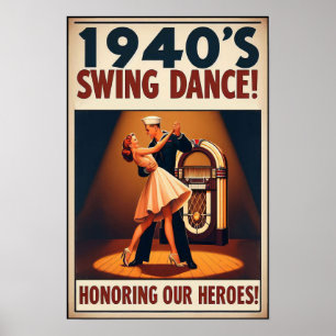 Vintage Swing Dance Hommage an den Dienst Poster