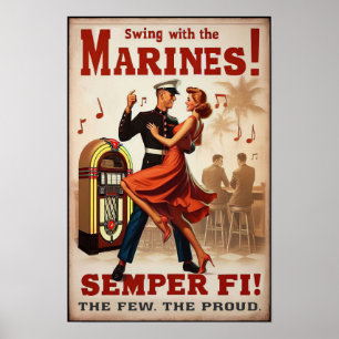 Vintage Swing Dance Hommage an den Militärdienst Poster