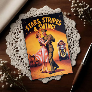 Vintage Swing Dance Hommage an den Militärdienst  Postkarte