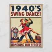 Vintage Swing Dance Salute to Military Service  Postkarte (Vorderseite)