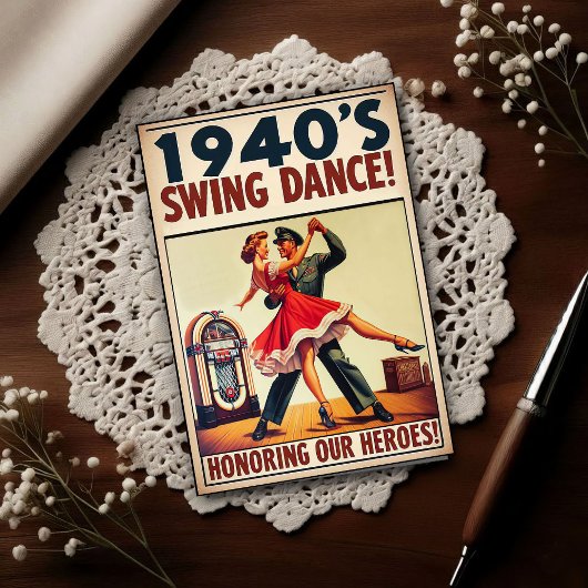 Vintage Swing Dance Salute to Military Service  Postkarte