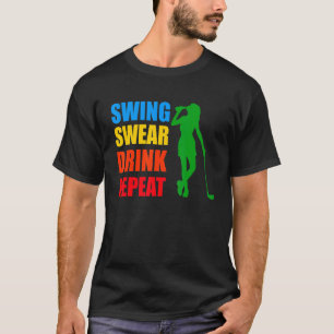 Vintage Swing Fluchen Trinken Wiederholen Golf Tri T-Shirt