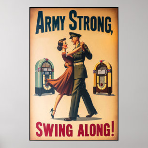 Vintage-Swing-Tanz-Gruß an den Militärdienst  Poster