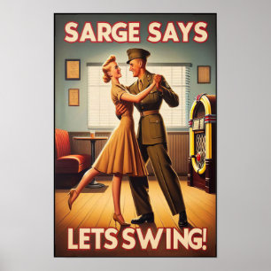 Vintage-Swing-Tanz-Gruß an den Militärdienst Poster