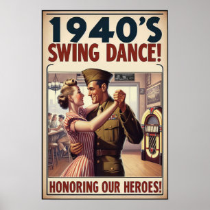 Vintage-Swing-Tanz-Gruß an den Militärdienst  Poster