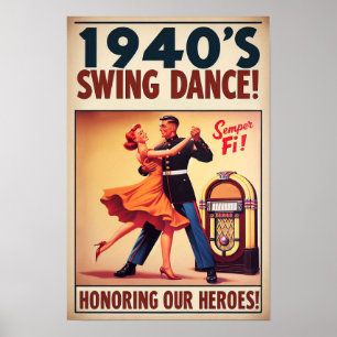 Vintage-Swing-Tanz-Salut an den Militärdienst Poster