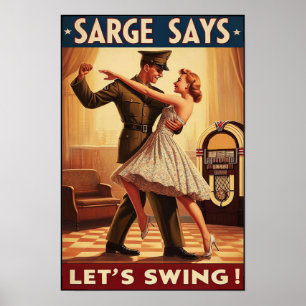 Vintage-Swing-Tanz-Salut an den Militärdienst Poster