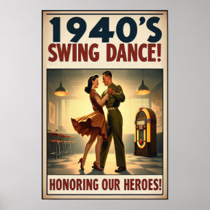 Vintage-Swing-Tanz-Salut an den Militärdienst Poster
