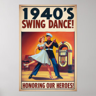 Vintage-Swing-Tanz-Salut an den Militärdienst  Poster