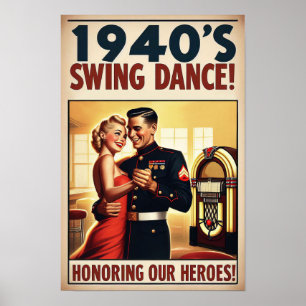 Vintage-Swing-Tanz-Salut an den Militärdienst Poster