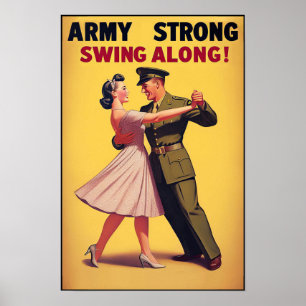 Vintage-Swing-Tanz-Salut an den Militärdienst Poster