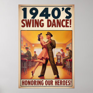Vintage-Swing-Tanz-Salut an den Militärdienst Poster
