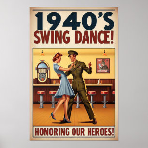 Vintage-Swing-Tanz-Salut an den Militärdienst Poster