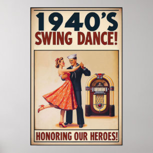 Vintage-Swing-Tanz-Salut an die Diensteiferer Poster