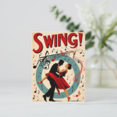 Vintage-Swing-Tanzabend Postkarte (Stehend Vorderseite)