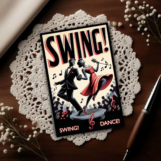 Vintage-Swing-Tanzabend Postkarte