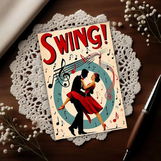 Vintage-Swing-Tanzabend Postkarte