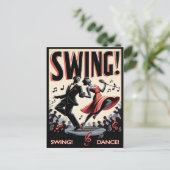Vintage-Swing-Tanzabend Postkarte (Stehend Vorderseite)