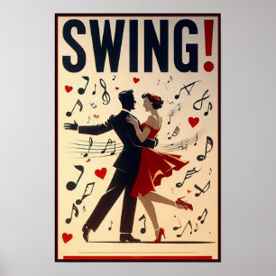 Vintage-Swing-Tanzabendplakat Poster