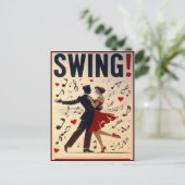 Vintage-Swing-Tanzabendplakat Postkarte (Stehend Vorderseite)