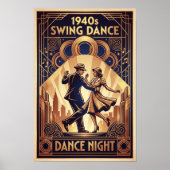 Vintage-Swing-Tanzposter Poster (Vorne)