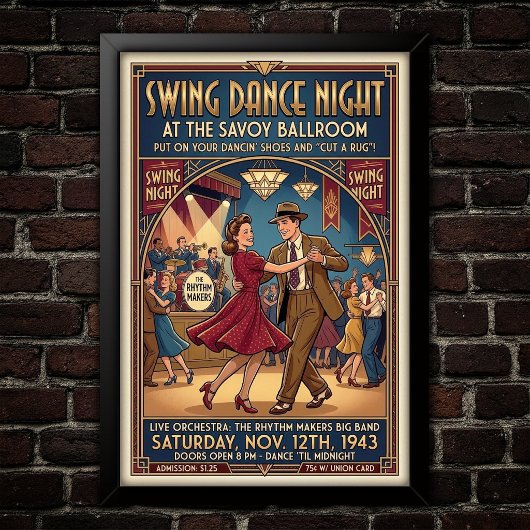 Vintage-Swing-Tanzposter Poster