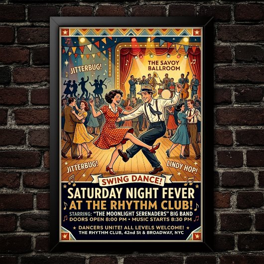 Vintage-Swing-Tanzposter Poster