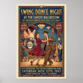 Vintage-Swing-Tanzposter Poster (Vorne)