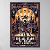 Vintage-Swing-Tanzposter Poster (Vorne)