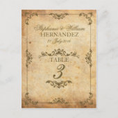 Vintage Swirl Wedding Reception Tischnummer (Vorderseite)