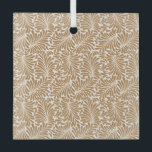 Vintage Swirling Leaf Patterns on White Back Ornament Aus Glas<br><div class="desc">Seamless pattern with brown,  leaf-like swirling motifs on a white background,  creating a vintage and elegant design. Symmetrical and repetitive.</div>